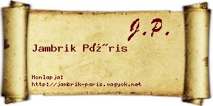 Jambrik Páris névjegykártya